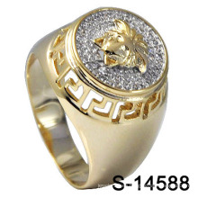 Joyería de moda de micro ajuste Zircon oro chapado hombres anillo (s-14588)